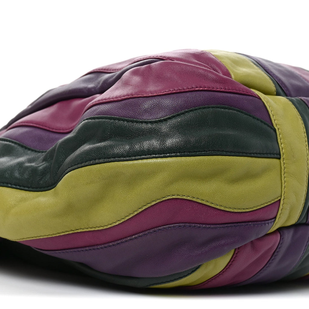 Prada Nappa Trembled Blossoms Stripes Shoulder Bag Viola Alloro