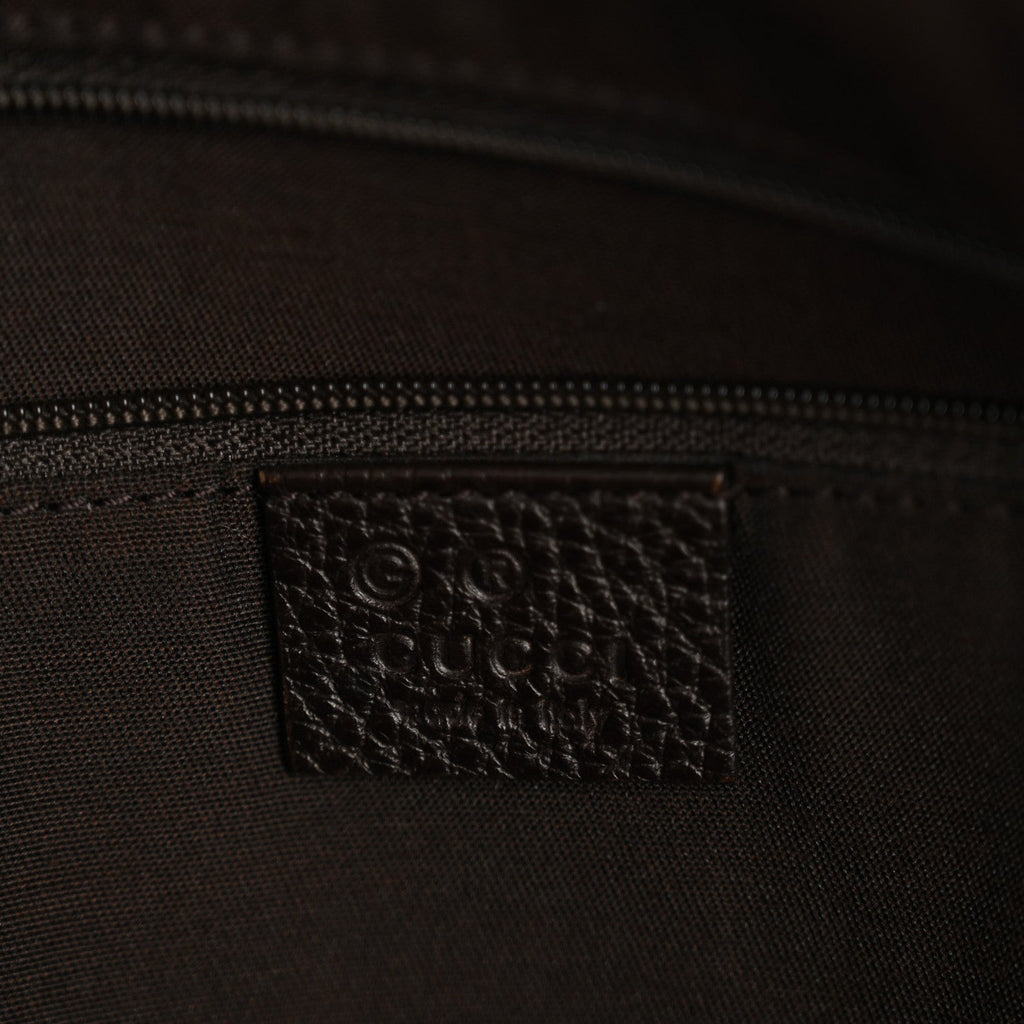 Gucci Denim Monogram Large Abbey Tote Dark Brown