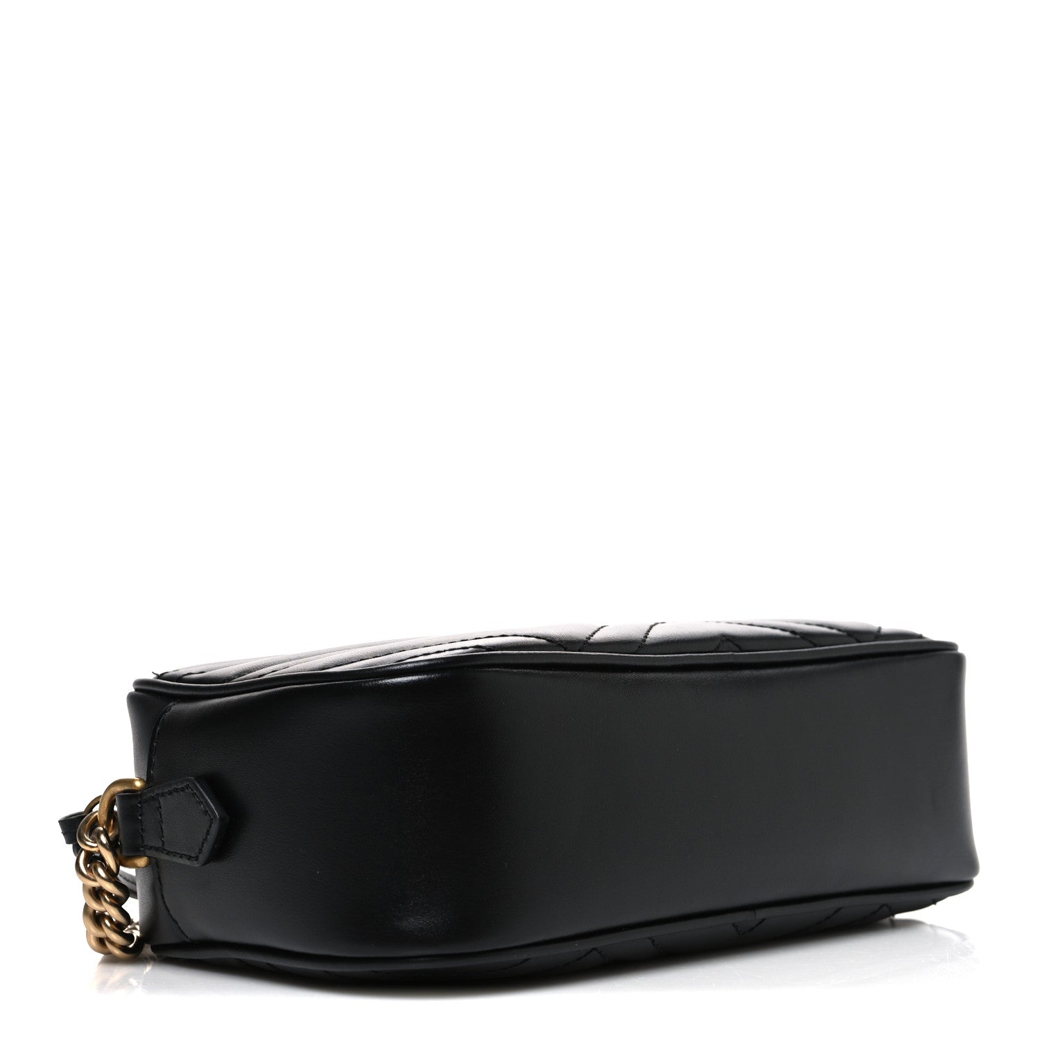 Gucci Calfskin Matelasse Small GG Marmont Chain Shoulder Bag Black