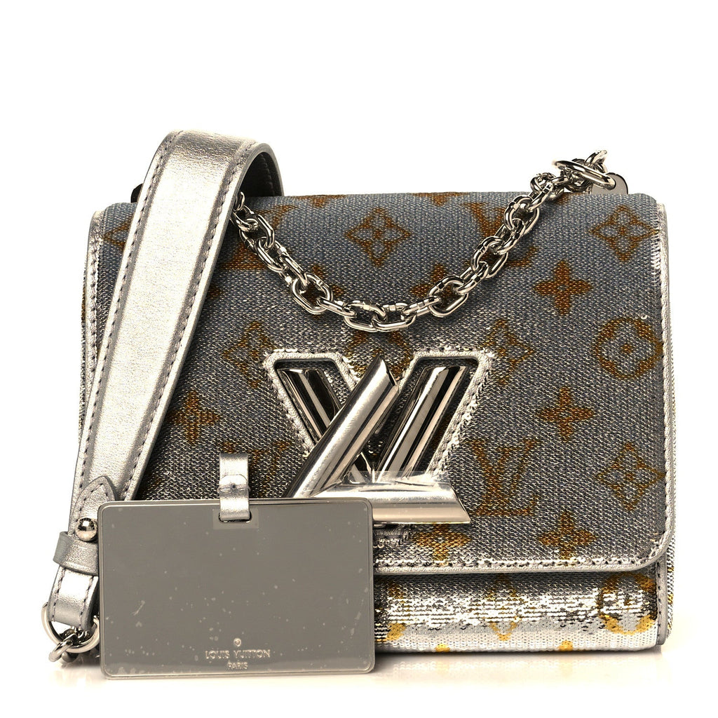 Louis Vuitton Sequins Monogram Twist Shoulder Bag PM Gold Silver