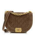 Chanel Velvet Quilted Small Boy Messenger Bag Beige