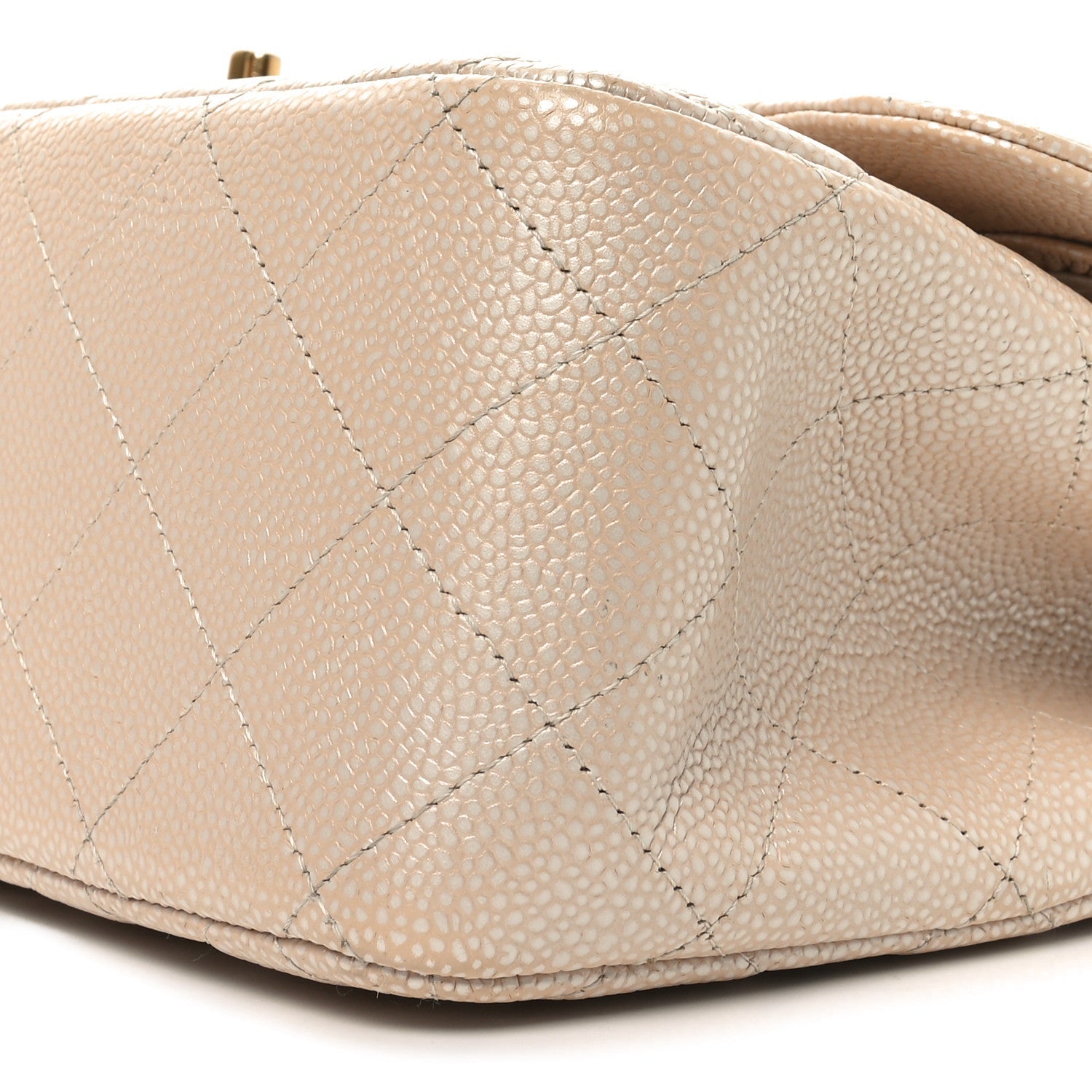 Chanel Iridescent Caviar Quilted Jumbo Double Flap Beige