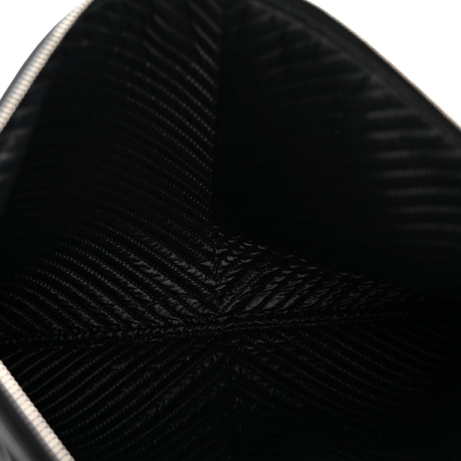 Calfskin Chevron Quilted Large Boy Cosmetic Case Black