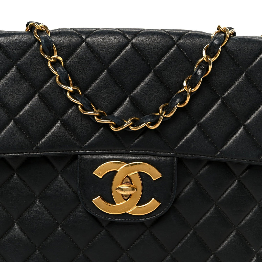 Chanel Lambskin Quilted XL Jumbo Single Flap Black