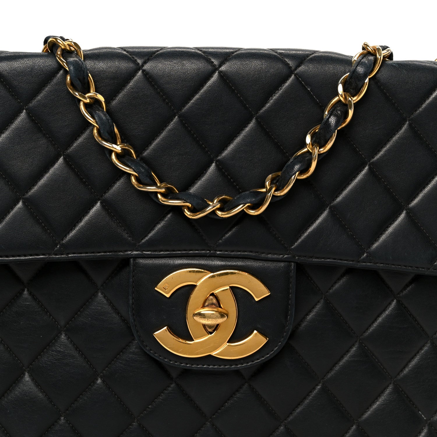 Chanel Lambskin Quilted XL Jumbo Single Flap Black
