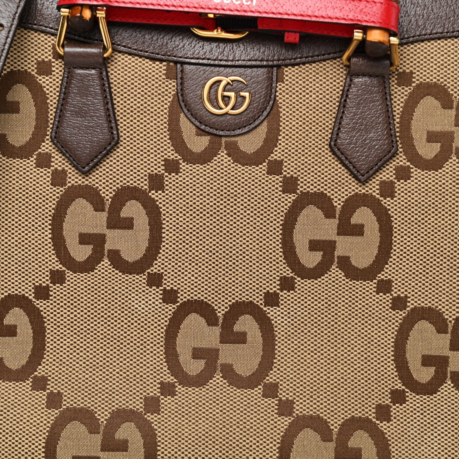 Gucci Monogram Jumbo GG Textured Dollar Calfskin Medium Diana Tote Bag Camel Ebony New Acero Pomegranate Red