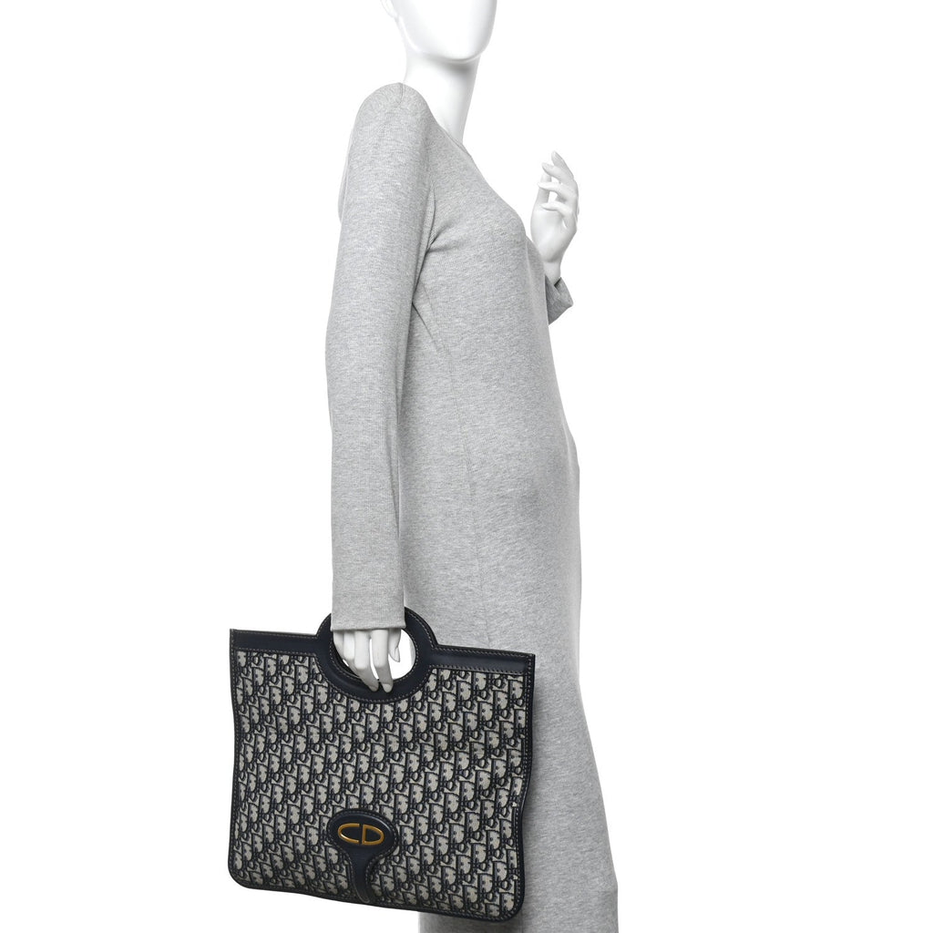Christian Dior Oblique Fold Over Clutch Blue