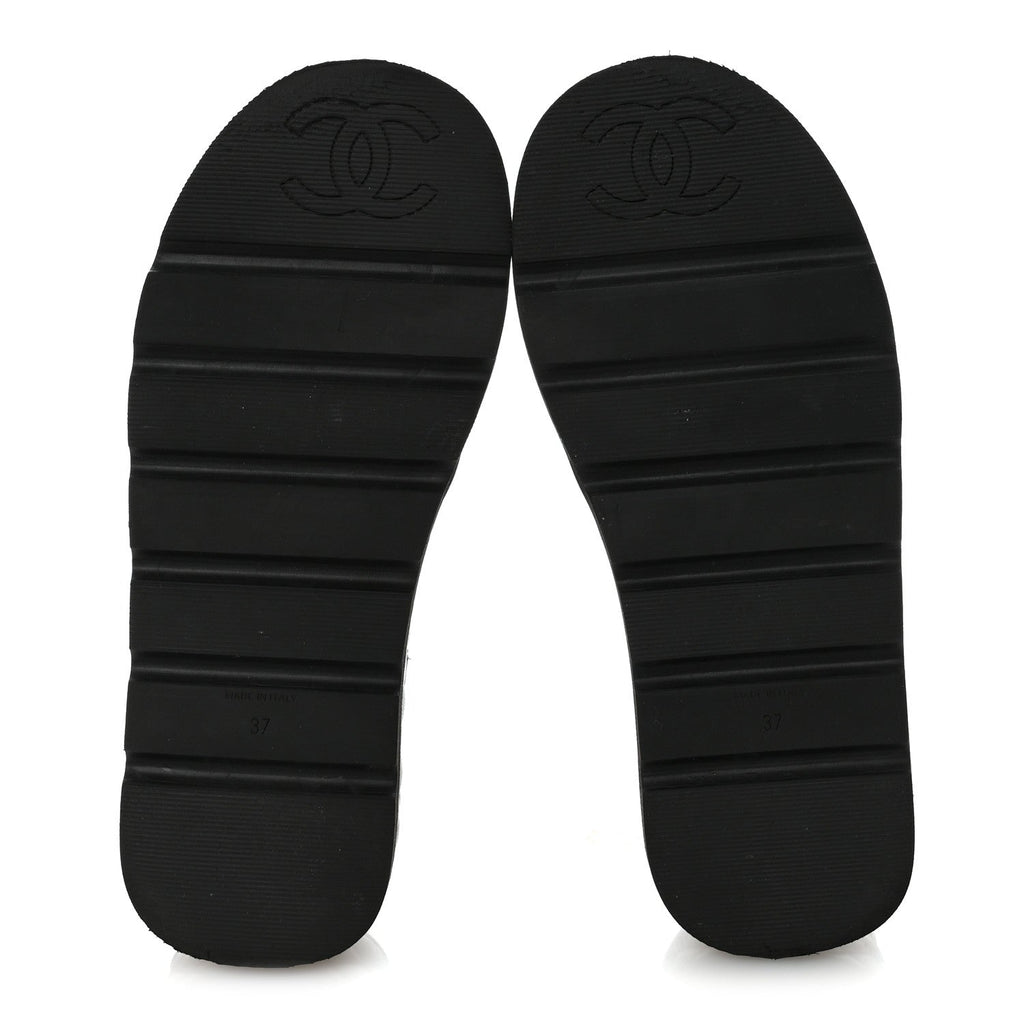 Lambskin Quilted Platform Sandals 37 Black