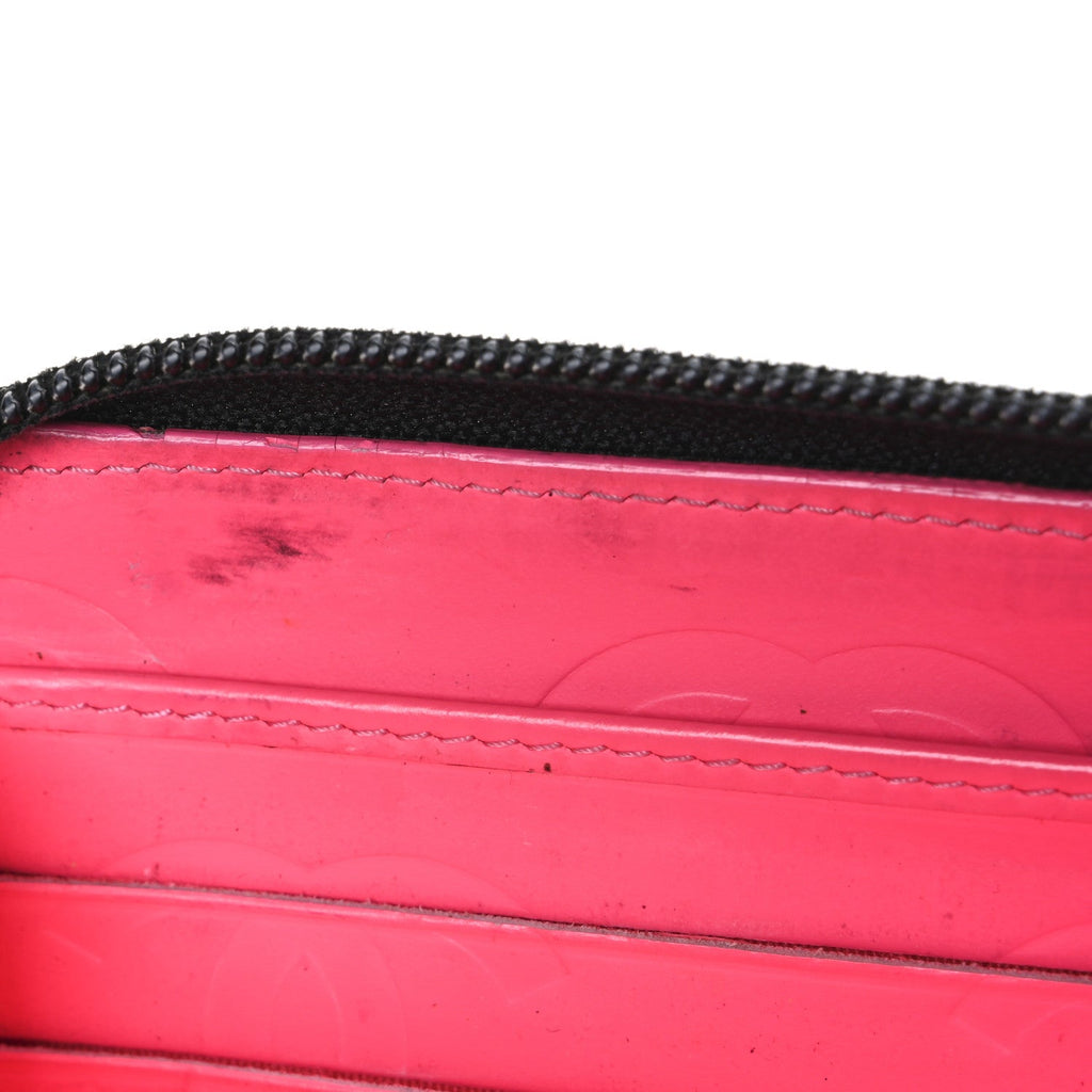 Calfskin Quilted Cambon Large Gusset Zip Around Wallet Black