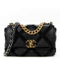 Chanel Calfskin Crochet Medium Chanel 19 Flap Black