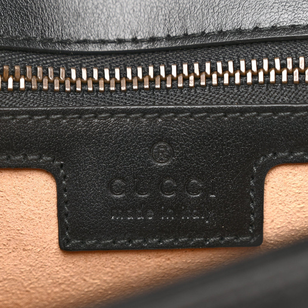 Gucci Calfskin Matelasse Small GG Marmont Shoulder Bag Black