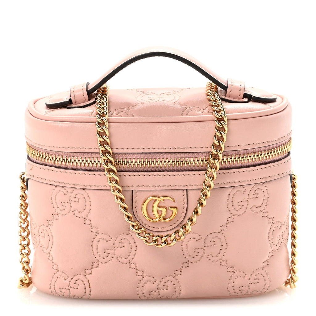 Gucci Calfskin GG Matelasse Mini Top Handle Bag Perfect Pink