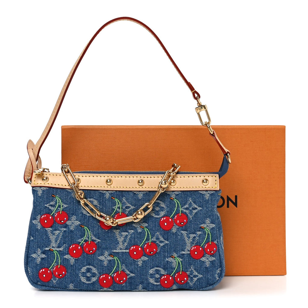 Louis Vuitton LV X TM Monogram Denim Cerises Pochette Accessories Blue