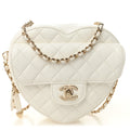 Chanel Lambskin Quilted CC In Love Heart Bag White
