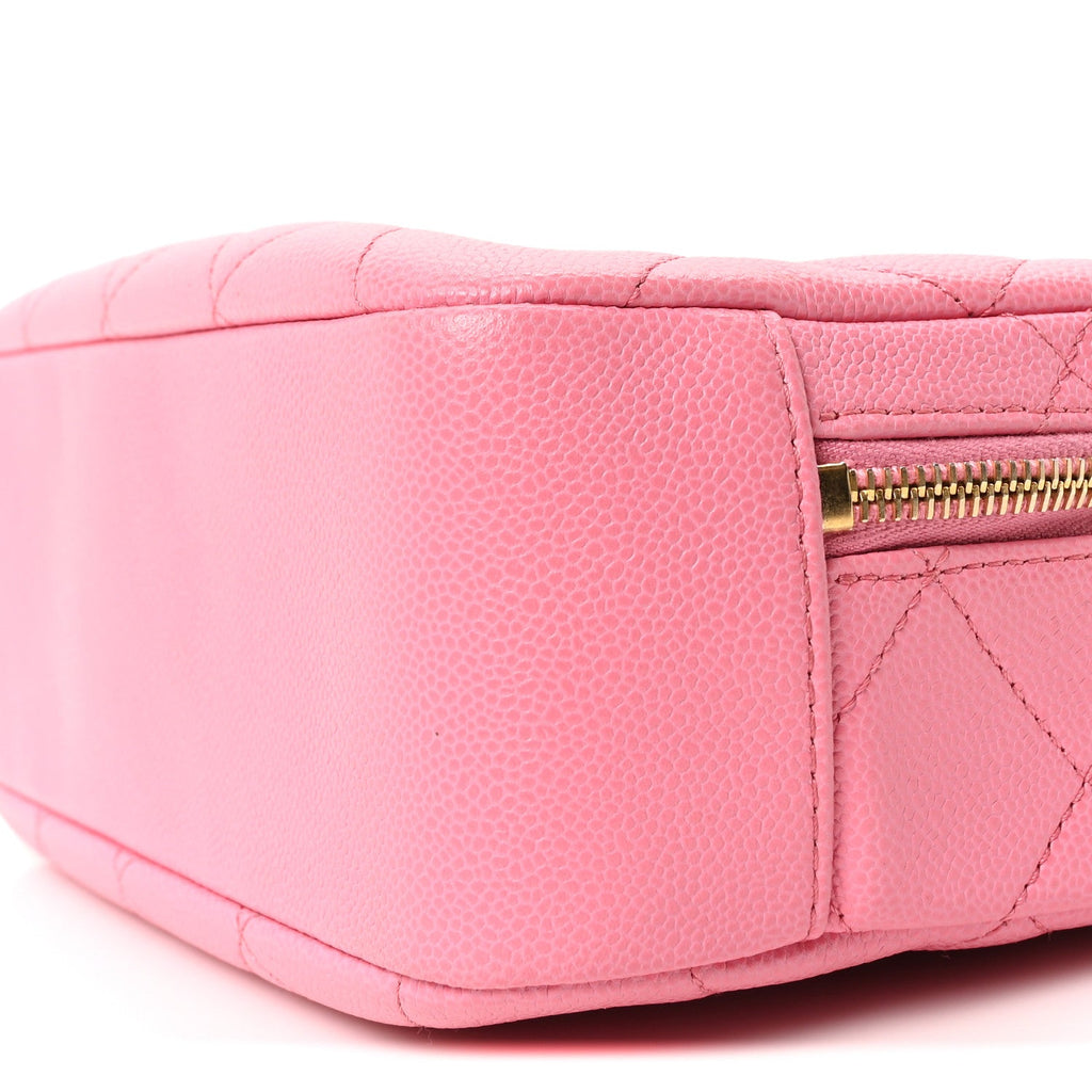 Chanel Caviar Quilted CC Small Top Handle Vanity Case Pink