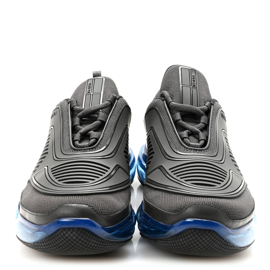 Prada Rubber Knit Fabric Mens Cloudbust Air Sneakers 8.5 Grey Blue
