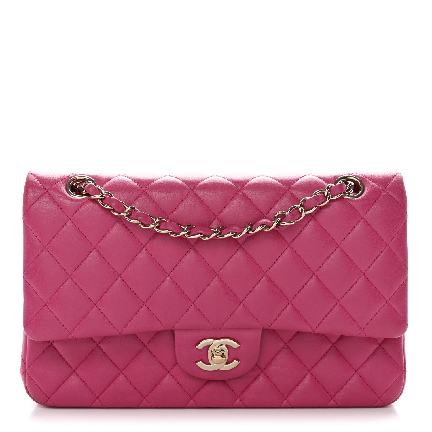 Chanel Lambskin Quilted Medium Double Flap Pink