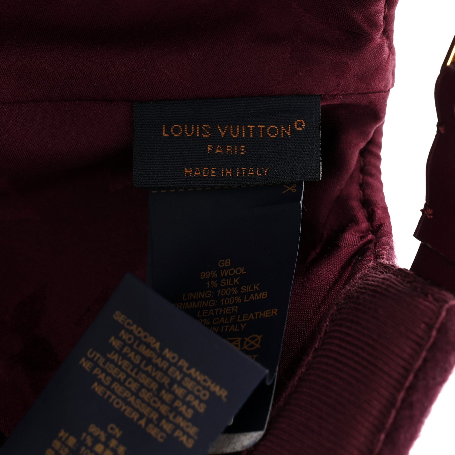 Louis Vuitton Wool Silk Monogram Endless Cap L Bordeaux