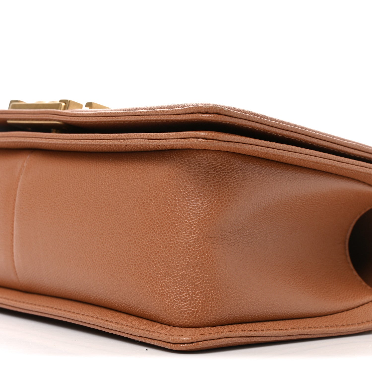 Chanel Caviar Chevron Quilted Medium Boy Flap Brown
