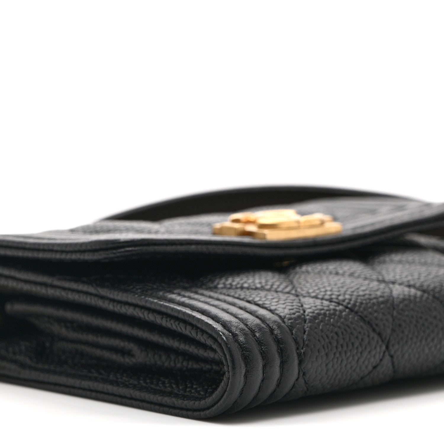 Chanel Caviar Quilted Boy Card Holder On Chain Black