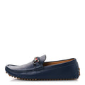 Gucci Road Calfskin Web Mens Horsebit Driver Loafers 9 Maritime