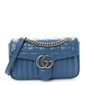 Gucci Calfskin Matelasse Aria Small GG Marmont Shoulder Bag  Clear Blue