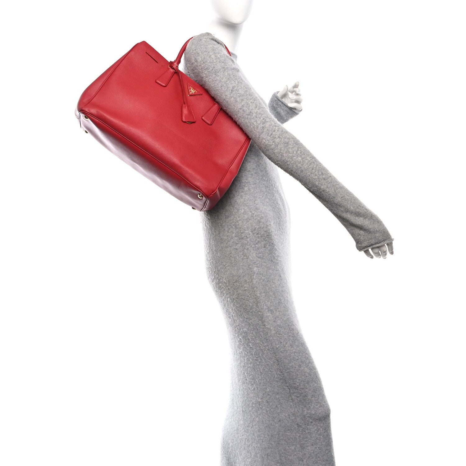 Prada Saffiano Lux Large Tote Fuoco