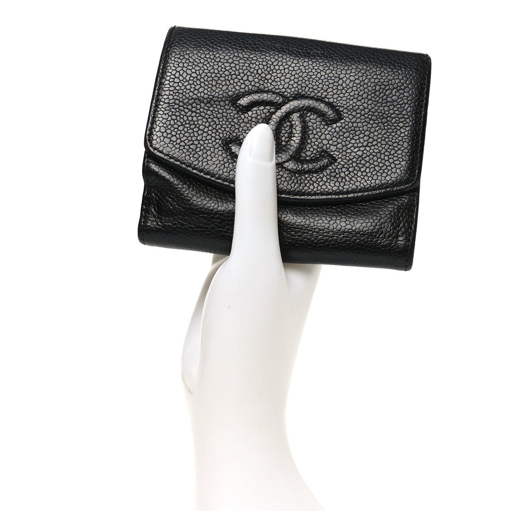 Caviar Timeless CC Compact French Wallet Black