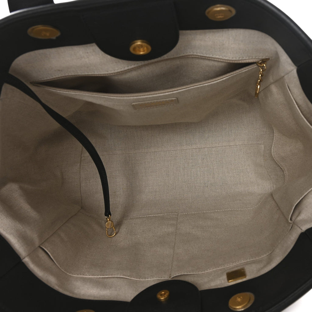 Chanel Calfskin Medium Deauville Tote Black Multicolor