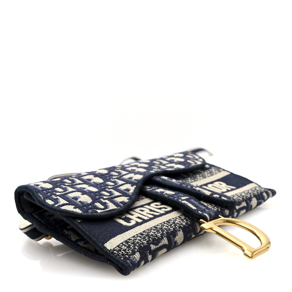 Christian Dior Oblique Slim Saddle Pouch Blue