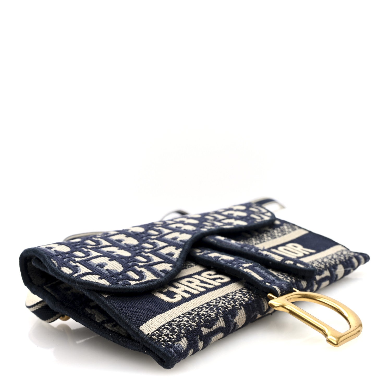 Christian Dior Oblique Slim Saddle Pouch Blue