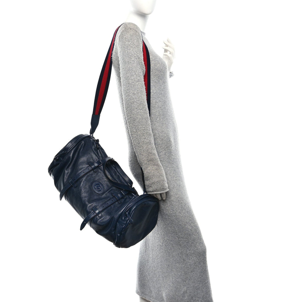 Gucci Piuma Lux Energy Monochrome Double G Duffle Bag Blue