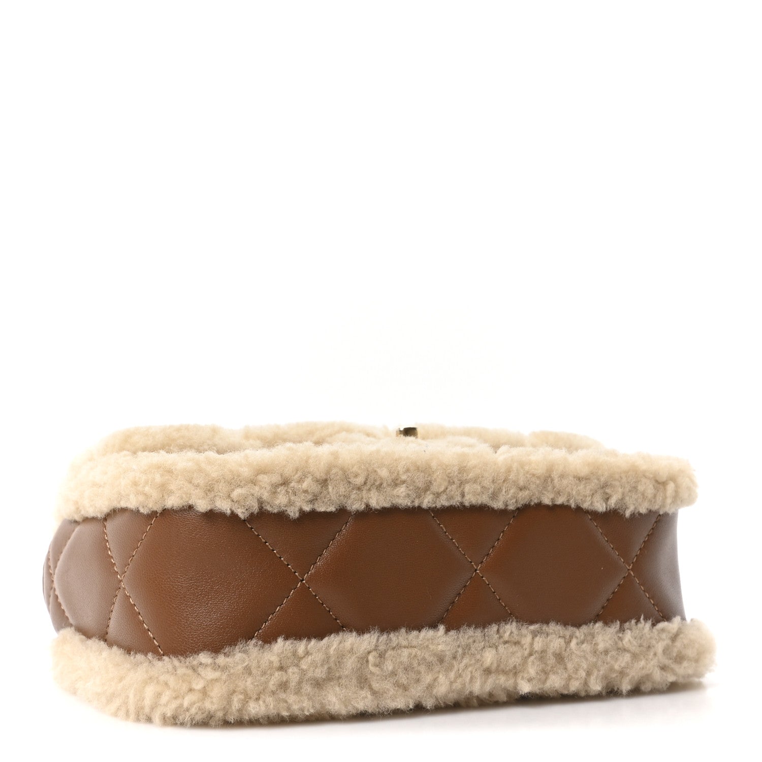 Chanel Shearling Lambskin Quilted Mini Furry Coco Flap Beige Dark Brown