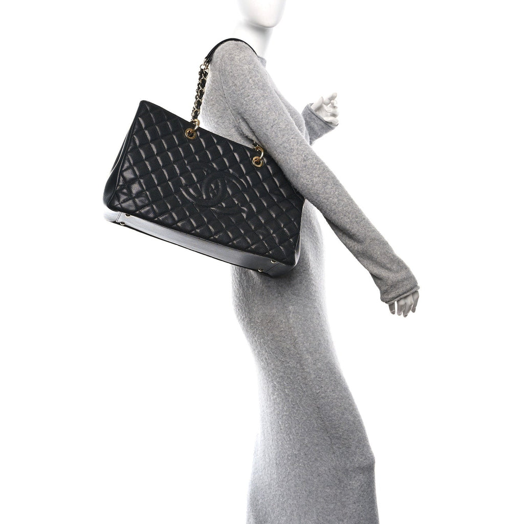 Chanel Caviar Quilted XL Grand Shopping Tote GST Black