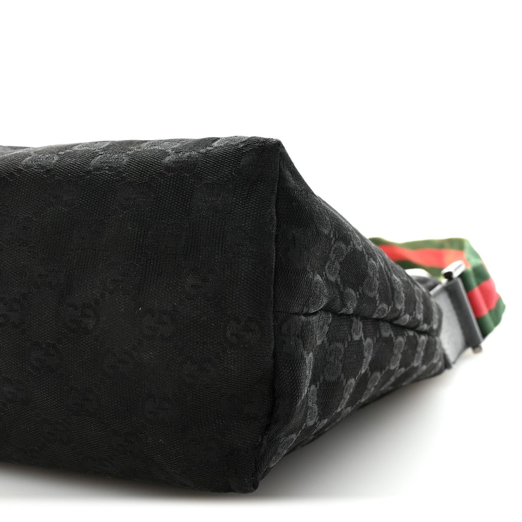 Gucci Monogram Web Medium Flat Messenger Bag Black