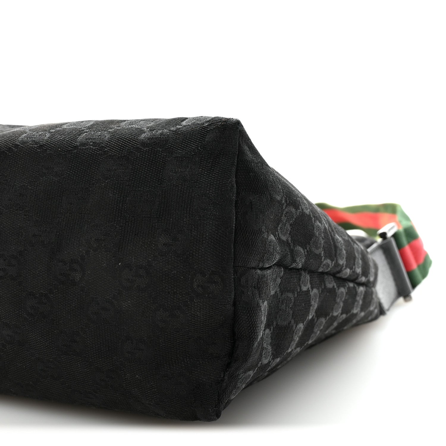 Gucci Monogram Web Medium Flat Messenger Bag Black