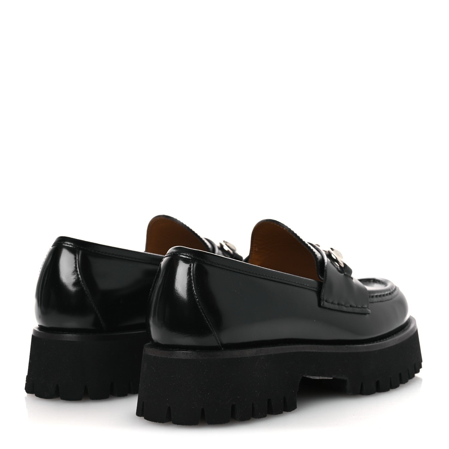 Gucci Cordovan Lux Womens Horsebit 45mm Platform Loafers 37.5 Black