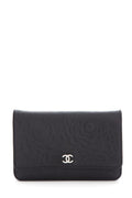 Chanel Black Calfskin Camellia Embossed Leather Cross-Body