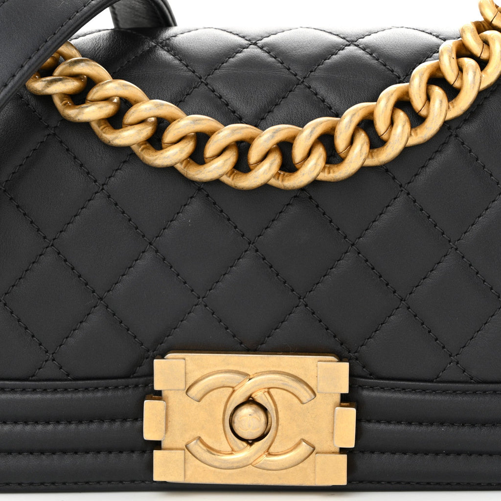Chanel Calfskin Quilted Small Boy Flap Dark Grey