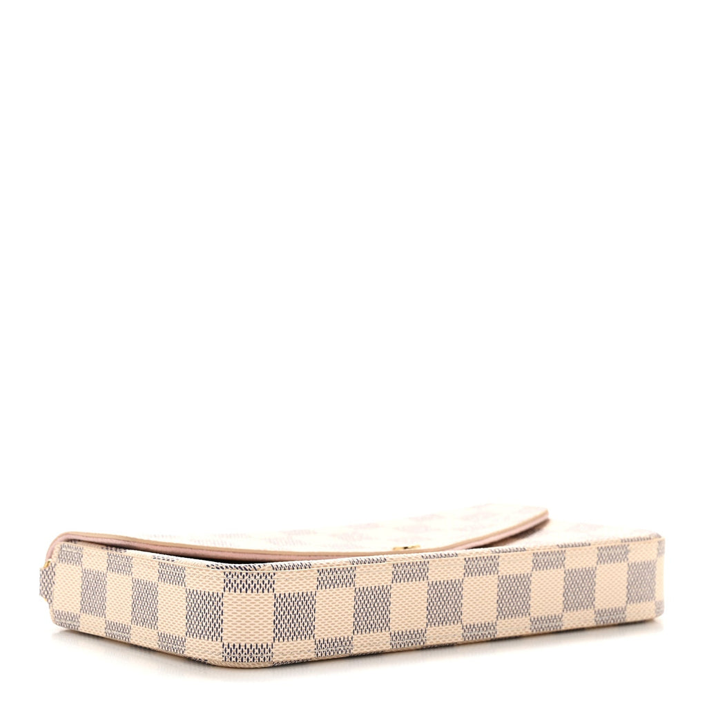 Louis Vuitton Damier Azur Pochette Felicie Chain Wallet Rose Ballerine