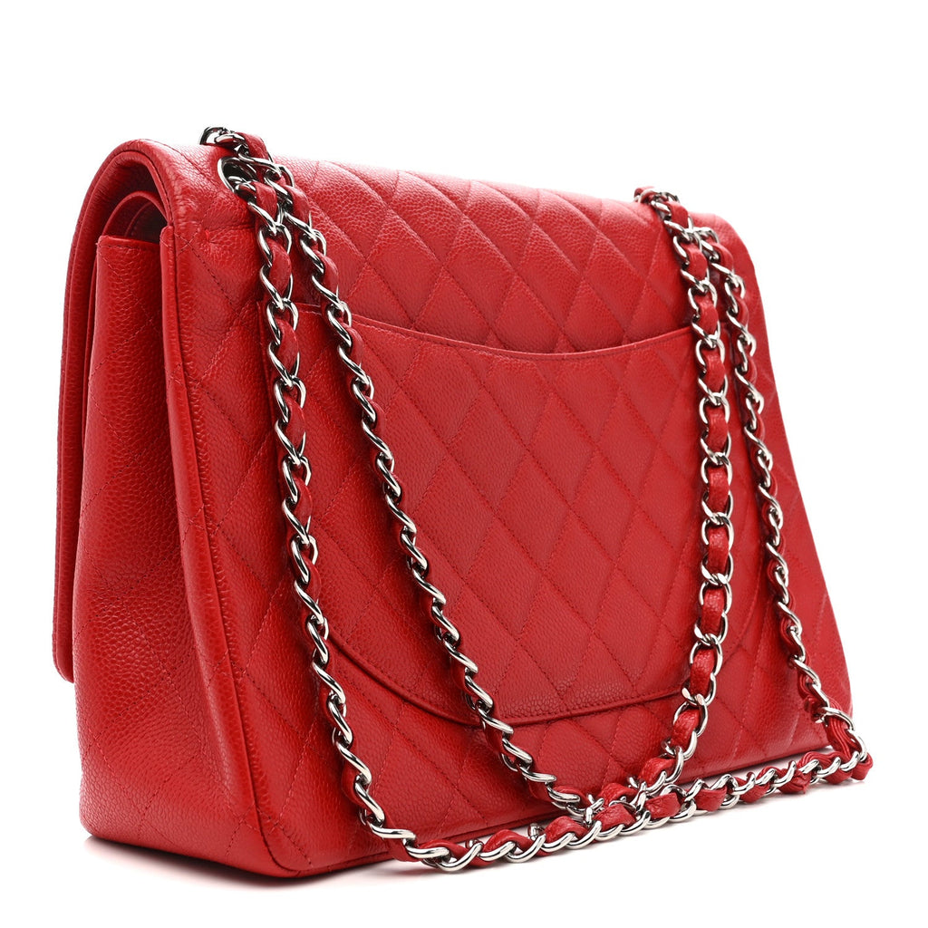 Chanel Caviar Quilted Maxi Double Flap Red