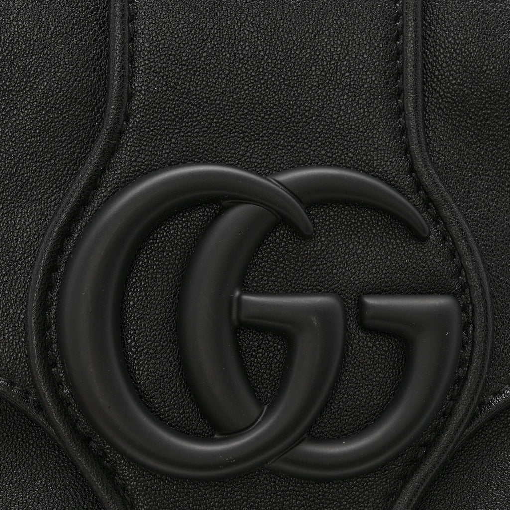 Gucci Goatskin Small GG Monochrome Aphrodite Shoulder Bag Black