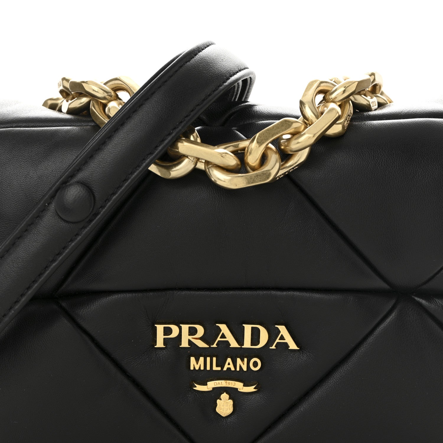 Prada Nappa Metal Quilted Small Patchwork System Flap Bag Black