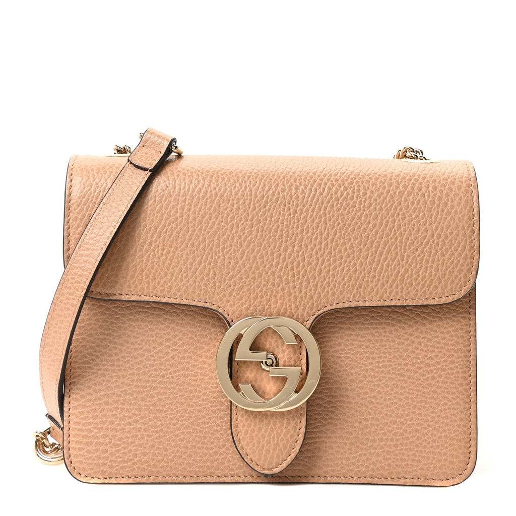 Gucci Dollar Calfskin Small Interlocking G Shoulder Bag Camelia