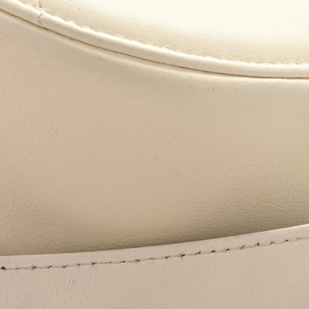 Chanel Lambskin Quilted Chanel 19 Round Clutch With Chain White