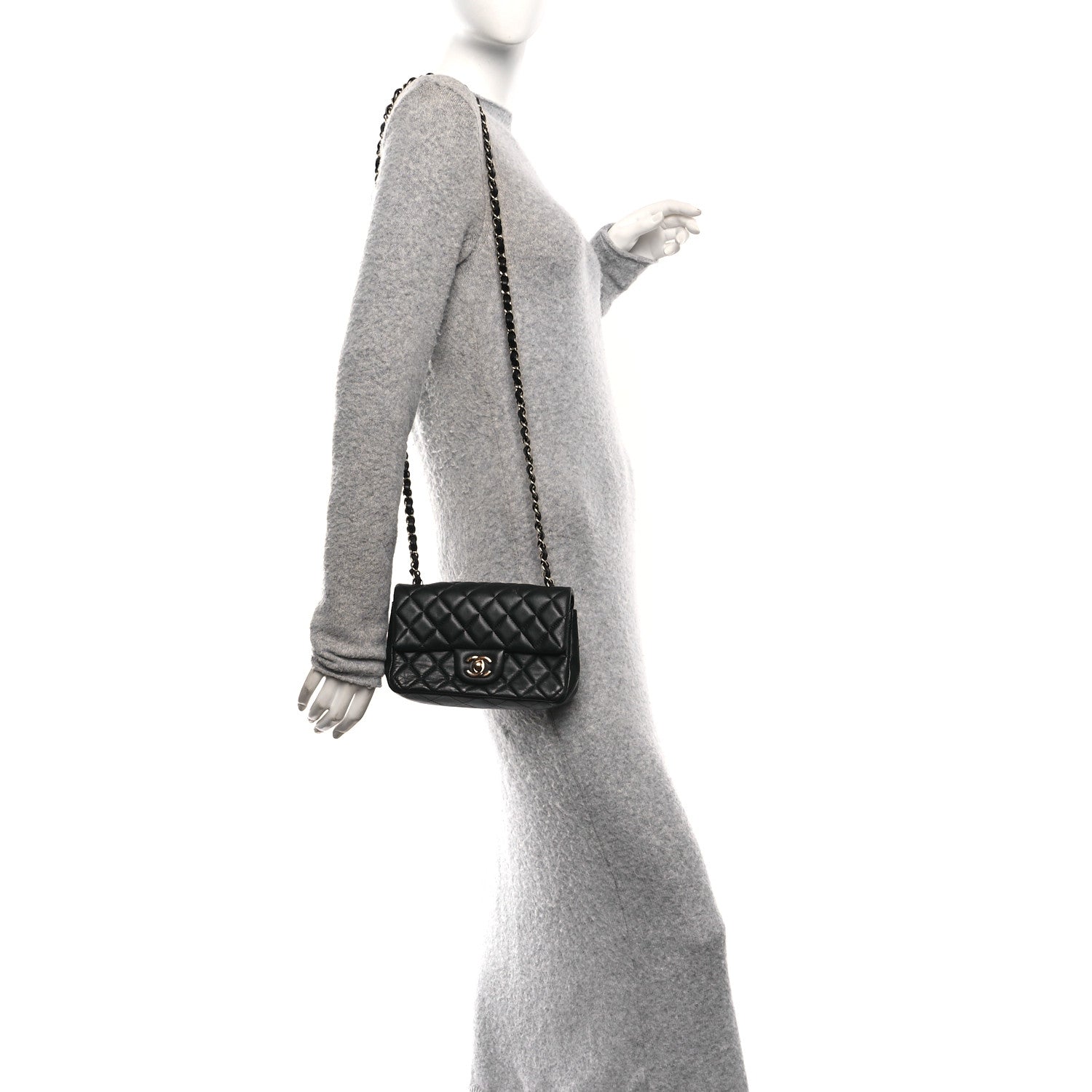 Chanel Lambskin Quilted Mini Rectangular Flap Black