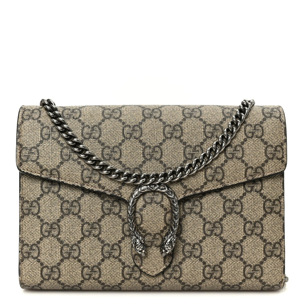 Gucci GG Supreme Monogram Mini Dionysus Chain Wallet Beige Taupe
