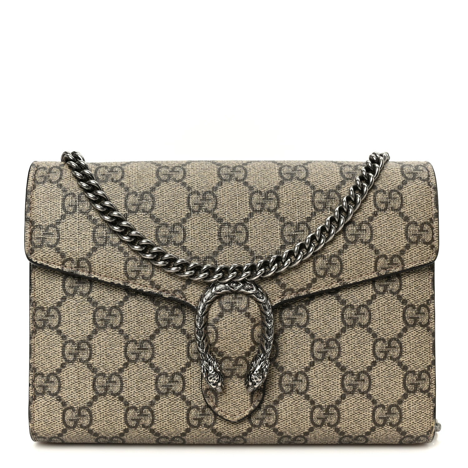 Gucci GG Supreme Monogram Mini Dionysus Chain Wallet Beige Taupe