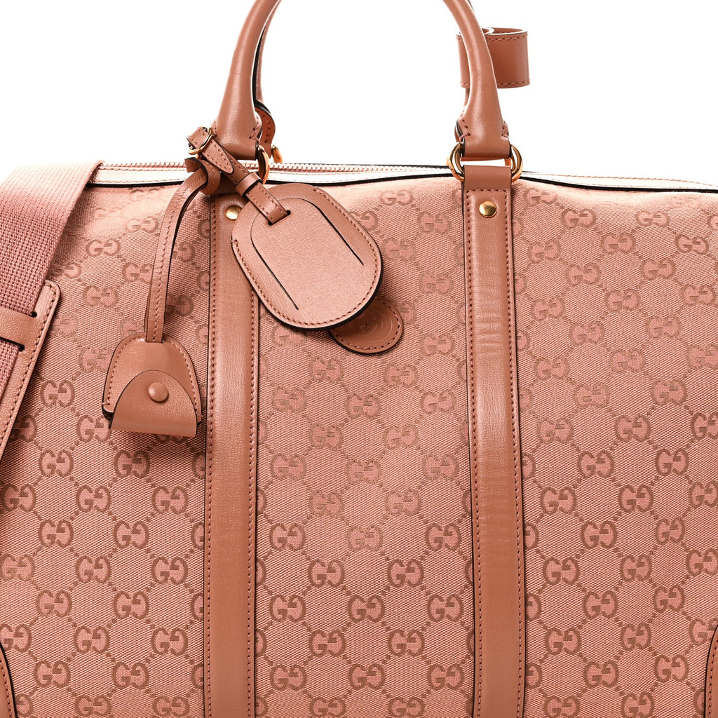 Gucci Monogram Azalea Calfskin Small Retro Interlocking G Duffle Bag Cloche Rose Pink