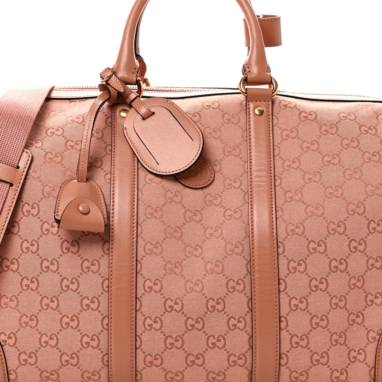 Gucci Monogram Azalea Calfskin Small Retro Interlocking G Duffle Bag Cloche Rose Pink